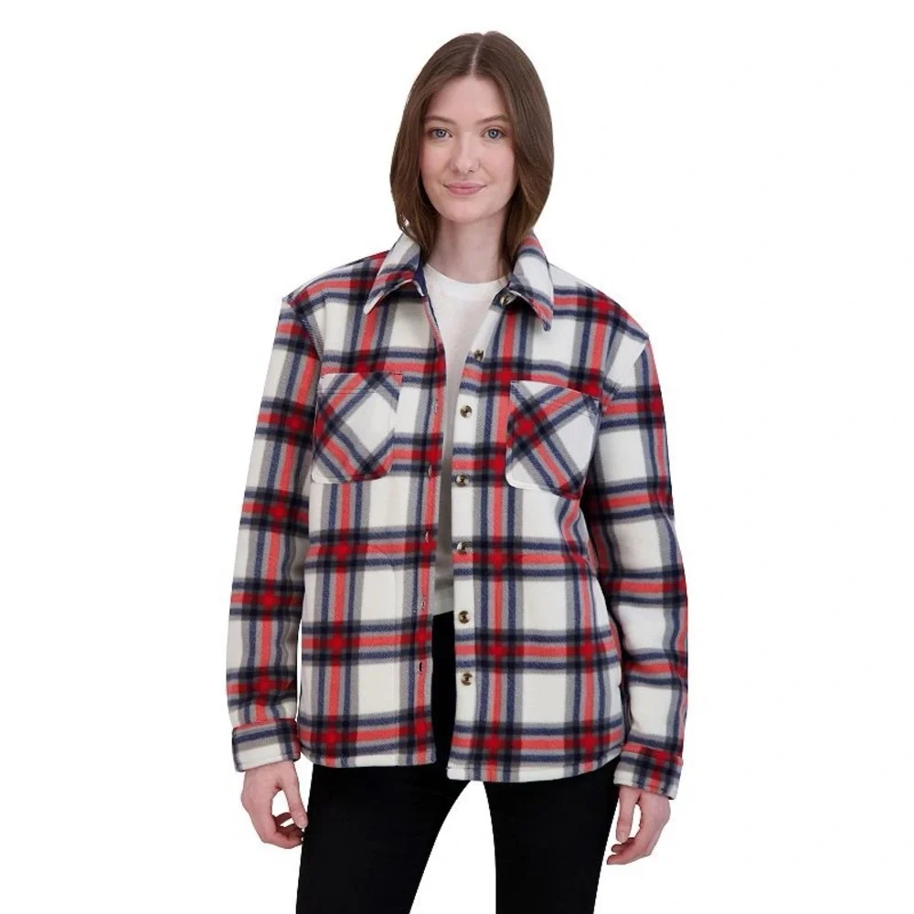 Sage Collective Ladies Shirt Jacket Red Plaid Women's XXL Sherpa shacket - Picture 5 of 11